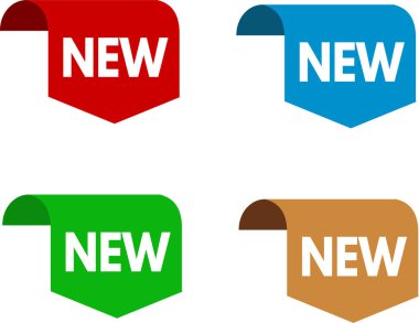 Renkli Yeni etiketlerin vektör kümesi