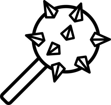 Çivilenmiş ortaçağ topuzu silahı. Basit siyah çizgiler.