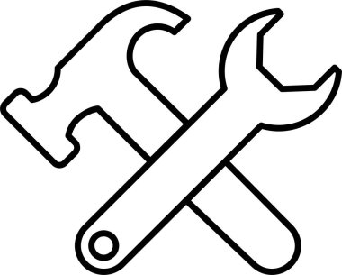 İngiliz anahtarı ve Çekiç Ağı Simgesi, Basit İllüstrasyon