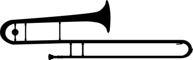 Siyah çizilmiş trombon çizimi slayt bölümünü gösteriyor