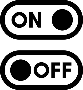 Açık durumları gösteren basit siyah düğmeleri aç / kapat