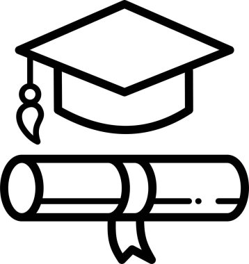 Mezuniyet şapkası simgesi ana hatları, eğitim sembolü 
