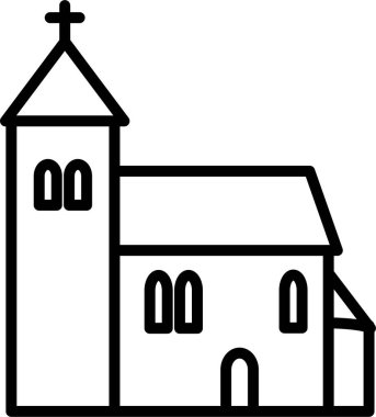 Beyaz arkaplanda kilise simgesi ve vektör illüstrasyonu 
