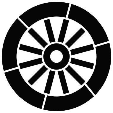 siyah tekerlek simgesi, basit vektör tasarımı