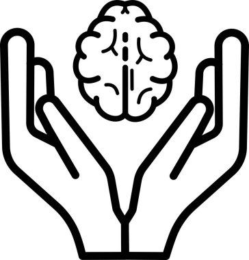 Beyin zihin simgesi, basit vektör çizimi