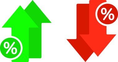 Yüzde yukarı ve aşağı oklar, basit vektör illüstrasyonu