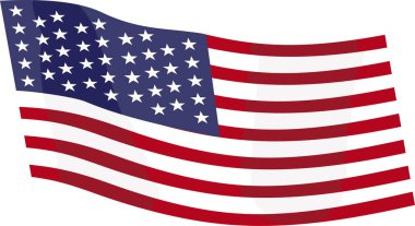 Beyaz arkaplanda ABD bayrağı, vektör illüstrasyonu