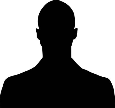 Kel adamın silueti öne bakıyor.