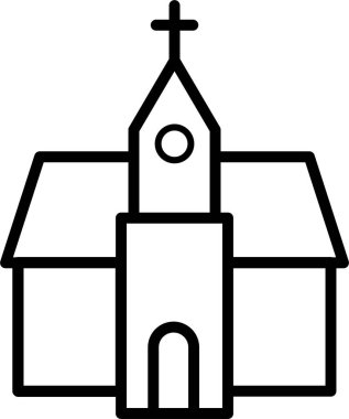 Beyaz arkaplanda kilise simgesi ve vektör illüstrasyonu 