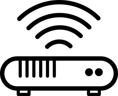 Kablosuz yönlendirici simgesi, vektör illüstrasyonu beyaz arkaplanda izole edildi 