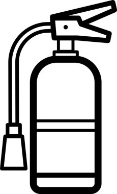 Hortumlu siyah çizgili yangın söndürme ikonu