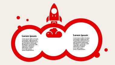 Roket fırlatma bilgi şablonu, vektör illüstrasyonu