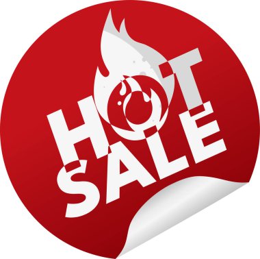 sıcak satış kırmızı düğmesi, vektör illüstrasyonu