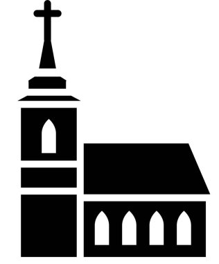 Beyaz arkaplanda kilise simgesi ve vektör illüstrasyonu 