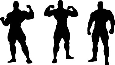 Vücut geliştirici vektör illüstrasyon tasarımının vektör silueti
