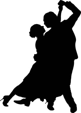 Siluetli çift birlikte tutkuyla dans ediyor.