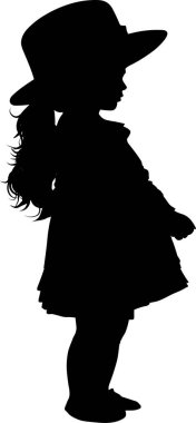 Büyük şapkalı genç kızın silueti.