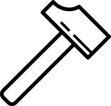 Çekiç Simgesi, Beyaz Arkaplan Vektör İllüstrasyonu 