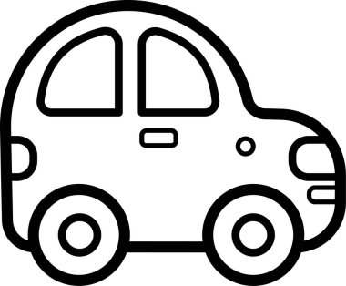 Otomobil İşareti, Ulaşım Simgesi, Beyaz Arkaplanda Vektör İllüstrasyonu 