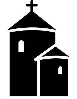 Beyaz arkaplanda kilise simgesi ve vektör illüstrasyonu 
