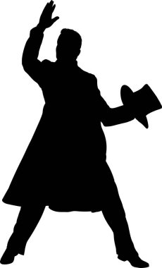 Sihirbaz Silueti, Beyaz Arkaplanda Vektör İllüstrasyonu