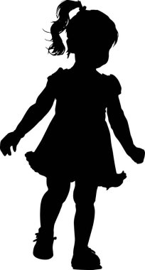 Beyaz arka planda izole edilmiş siyah kız silueti, vektör silueti 