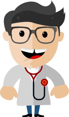 Erkek doktor çizgi film ikonu vektör çizim grafik tasarımı