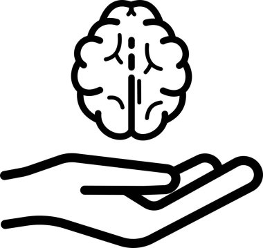 İnsan eli ve beyin ikonu vektör çizimi tasarımı