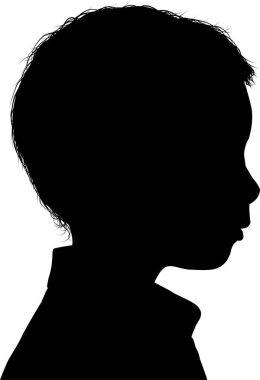 Beyaz arka planda izole edilmiş siyah çocuk silueti, vektör silueti 