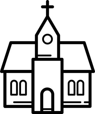 Beyaz arkaplanda kilise simgesi ve vektör illüstrasyonu 