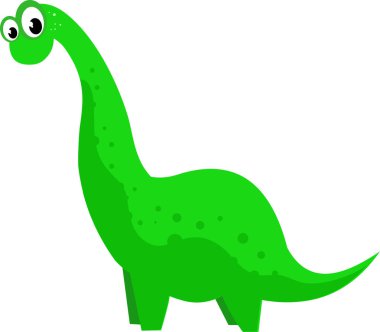 yeşil karikatür dinozor simgesi, vektör illüstrasyonu