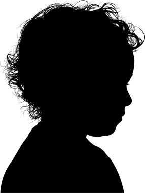 Beyaz arka planda izole edilmiş siyah çocuk silueti, vektör silueti 