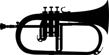  Beyaz arkaplanda düz trompet simgesi