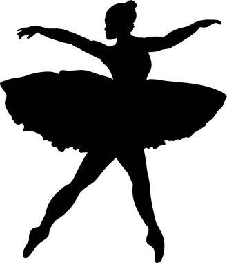 Dansçı Kadın 'ın Vektör Silueti. Balerin Simgesi 