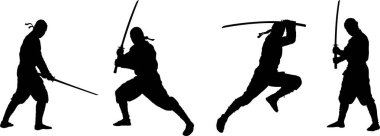 Ninja savaşçı çizimi silueti