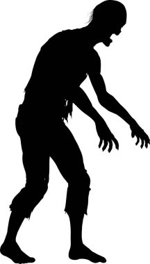 Canavar silueti, zombi adam simgesi, vektör illüstrasyonu