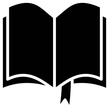 Kitap Düz Simgesi, Beyaz Arkaplan Vektör İllüstrasyonu 