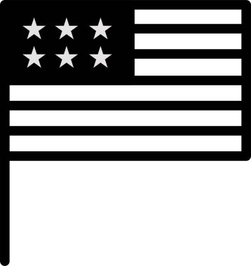 ABD 'nin siyah beyaz bayrağı, bağımsızlık günü kartı, vektör illüstrasyonu