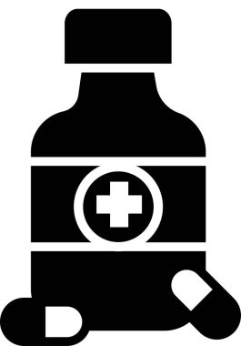 İlaç şişesi simgesi kapsülleri ve tabletleri gösterir
