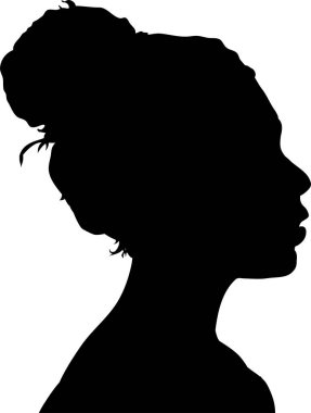 genç kadın silüeti. Vektör çizim.