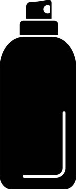 Yuvarlak kapaklı siyah sprey şişe silueti.