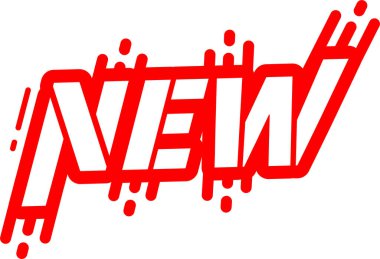 Kalın kırmızı yeni metin grafik tasarım ögesi