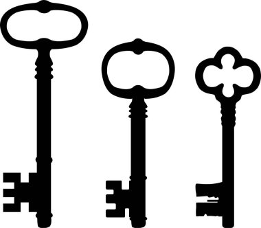 Beyaz arkaplanda eski anahtar simgesi vektör çizimi 