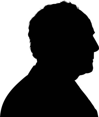 Sağ tarafa bakan yaşlı adamın silueti.