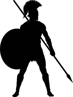 Beyaz arka planda bir Yunan savaşçısının vektör çizimi