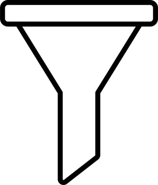 Dar ağızlı basit siyah dış hat huni simgesi