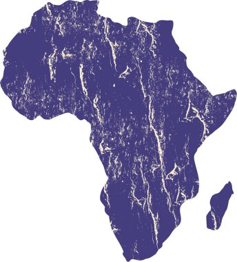 Grunge desenli harita Afrika kıtasının ana hatlarını gösteriyor
