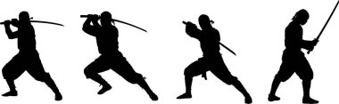 Ninja savaşçı çizimi silueti