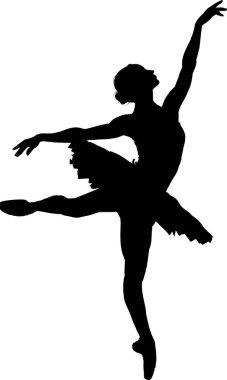 Dansçı Kadın 'ın Vektör Silueti. Balerin Simgesi 