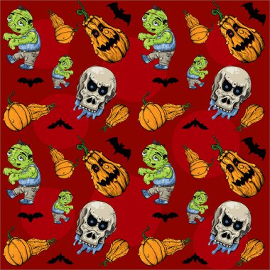 Cadılar Bayramı kafatasları ve kabak ile Seamless modeli 